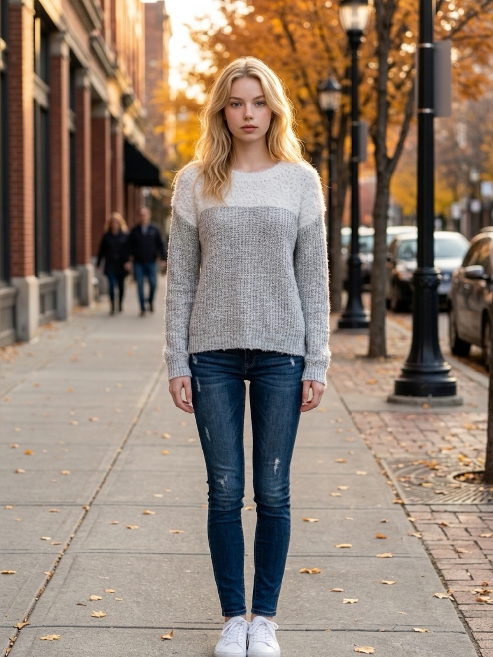 Two by Vince Camuto Gray & White Two-Tone Fuzzy Ribbed Knit Sweater Small